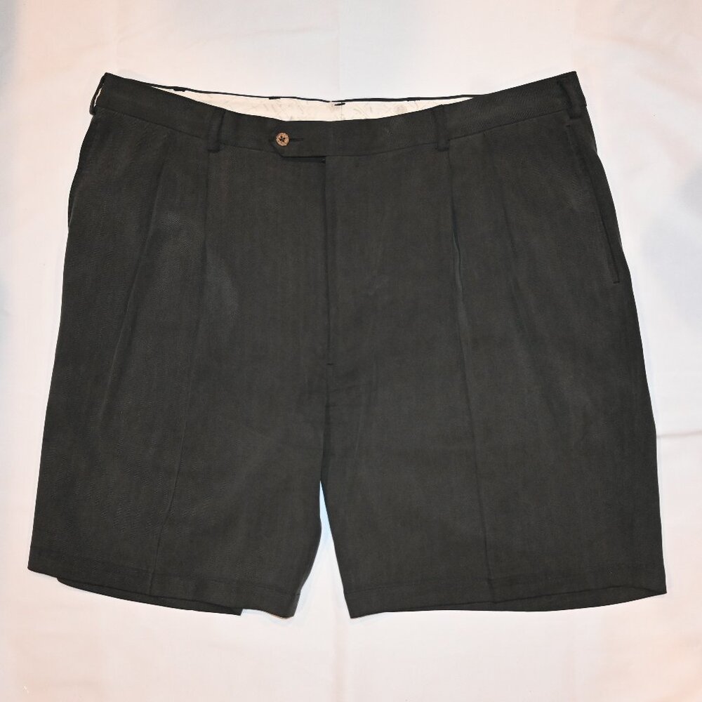 Jos. A. Bank Men's US Sz 44 Reg 100% Silk Pleated Front Black Dress Shorts